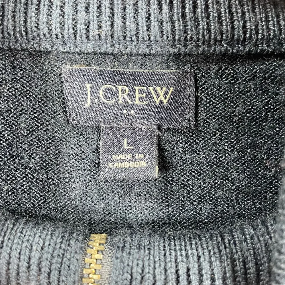 J. Crew 1/2 Zip Merino Wool Pullover Sweater Men's Large Blue Casual